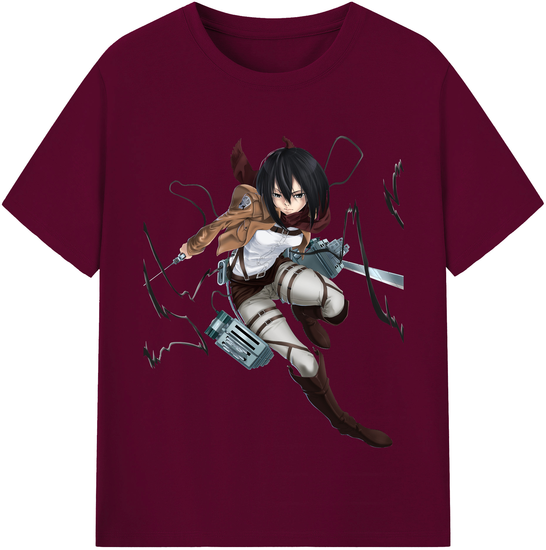 （画像用） 進撃の巨人 ミカサ·アッカーマン Attack on Titan Mikasa Ackerman レディースカジュアルプリントTシャツ（綿100％）